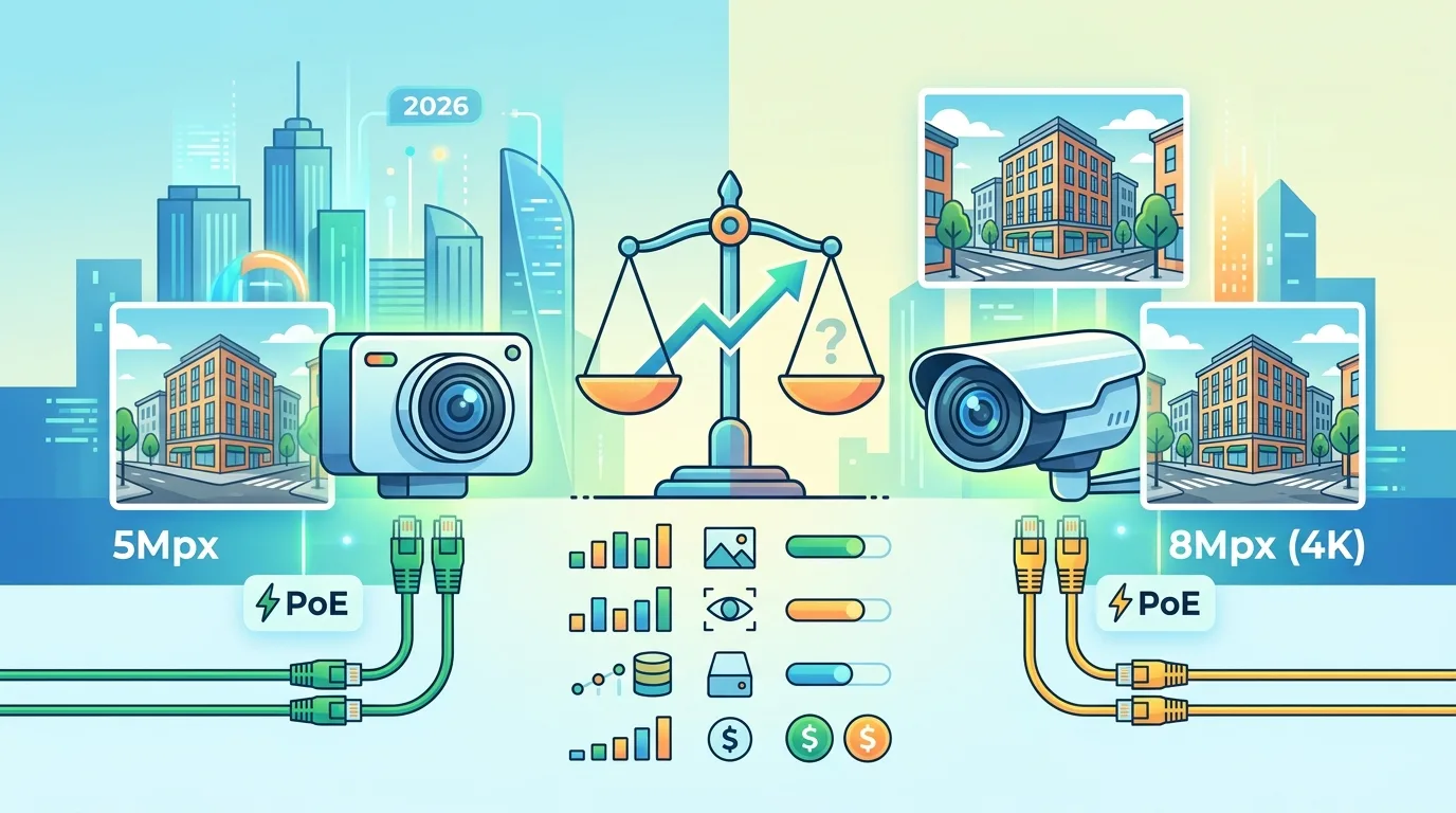 Zestawy IP 5Mpx czy 8Mpx? Porównanie systemów monitoringu w 2026 roku