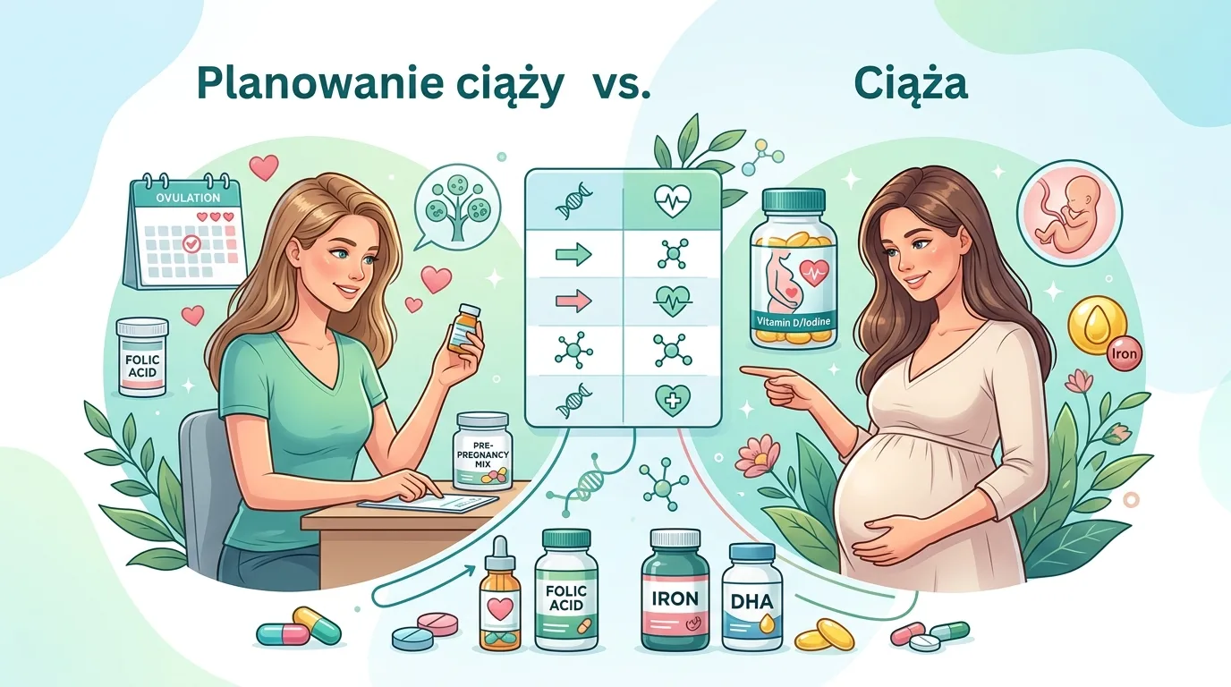 Planowanie ciąży vs ciąża: Jakie suplementy dla kobiet wybrać?
