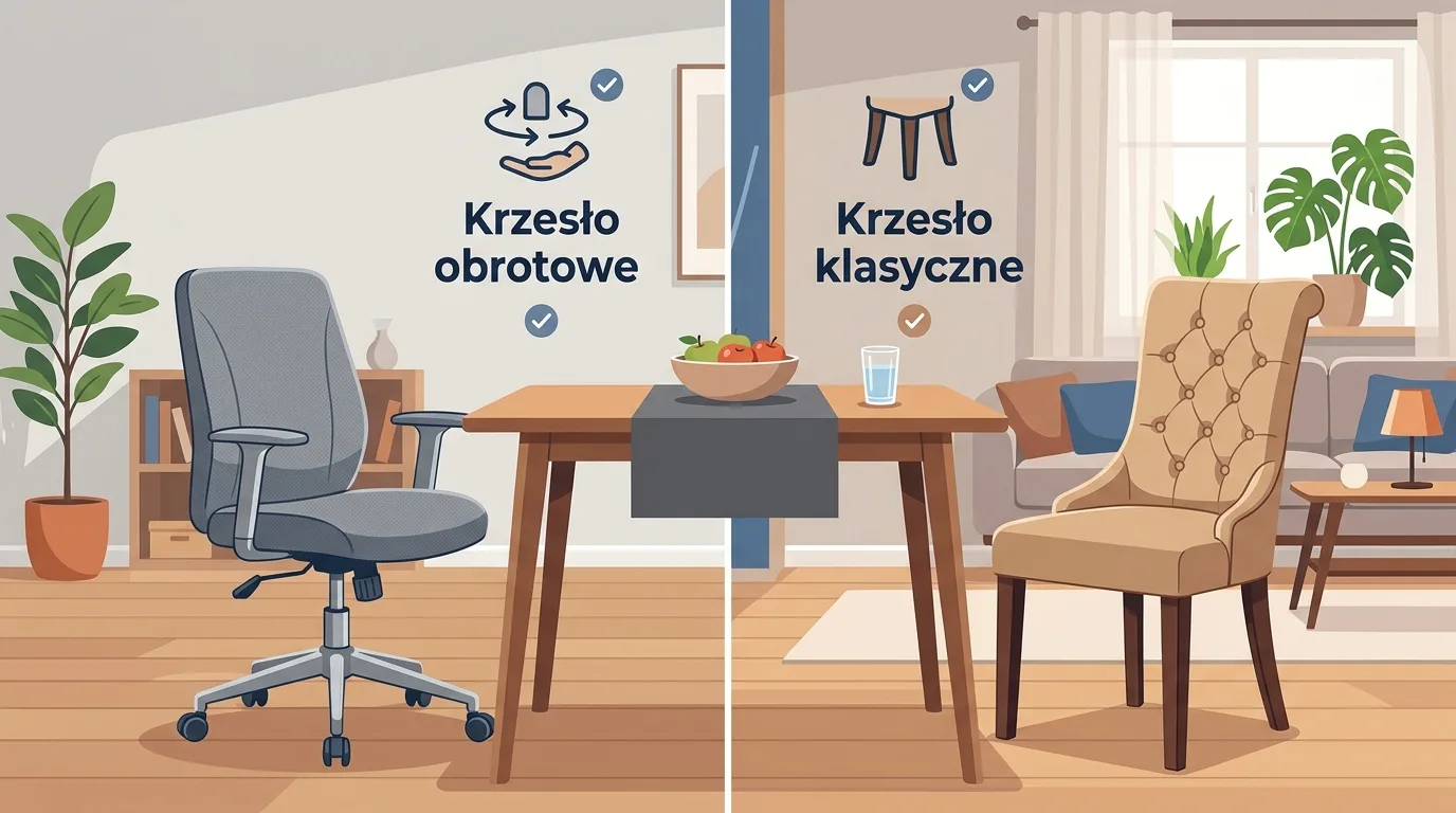 Krzesła obrotowe czy klasyczne? Porównanie rozwiązań do salonu