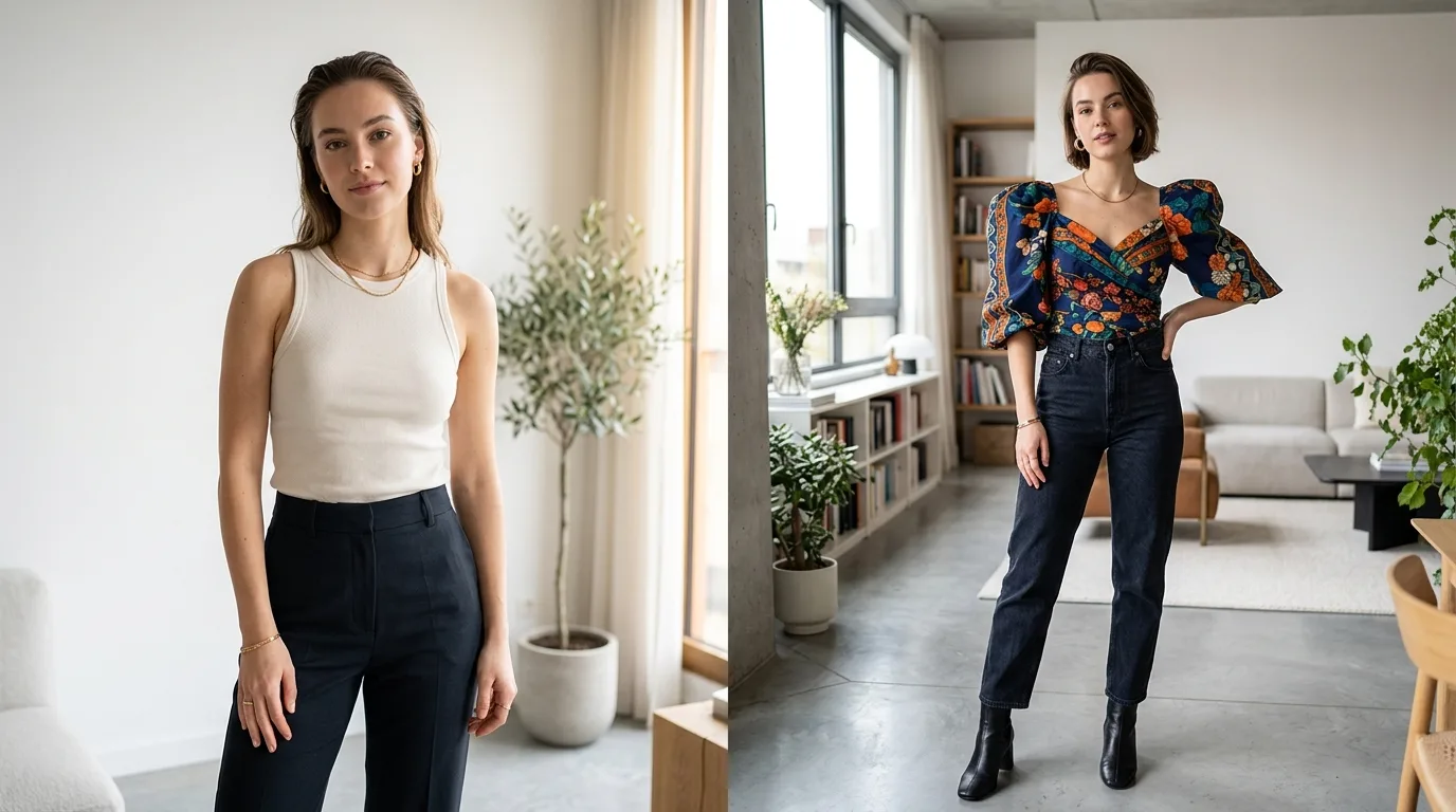 Top minimalistyczny czy wyrazisty? Porównanie trendów w rozmiarze 34